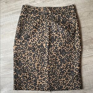 Banana Republic Black and Brown Animal Print Pencil Skirt
